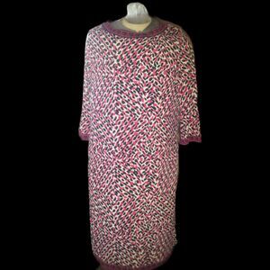 Dana Buchmann Geo animal print 3/4 sleeve pink navy midi dress stretch NWT XL